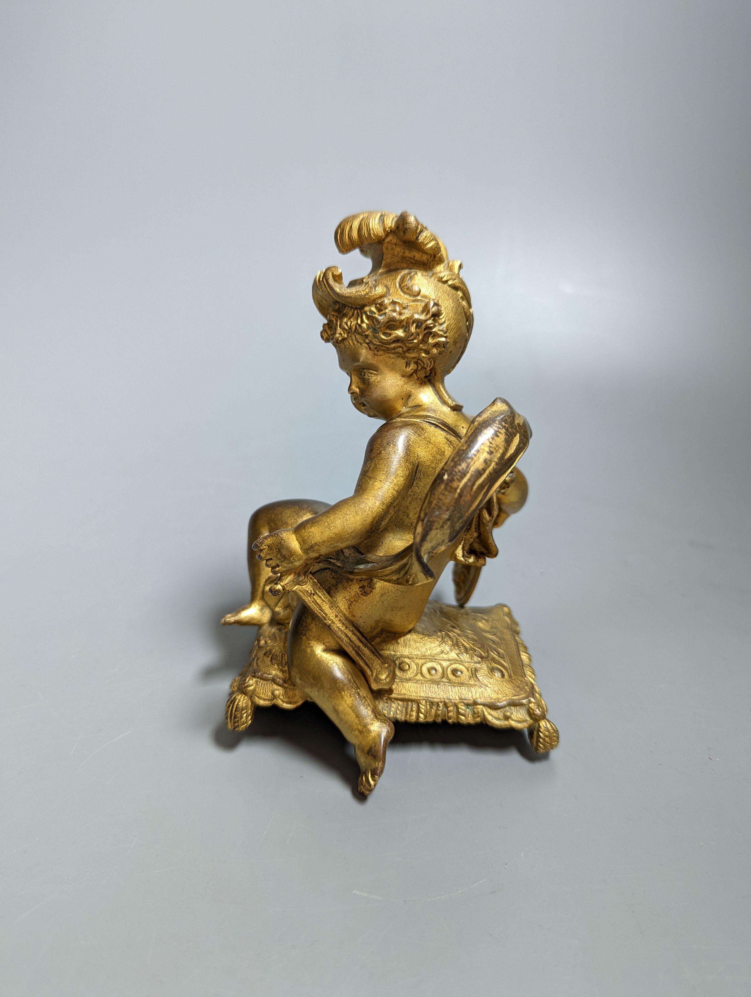 A late 19th century French gilt bronze figural mount 13cm